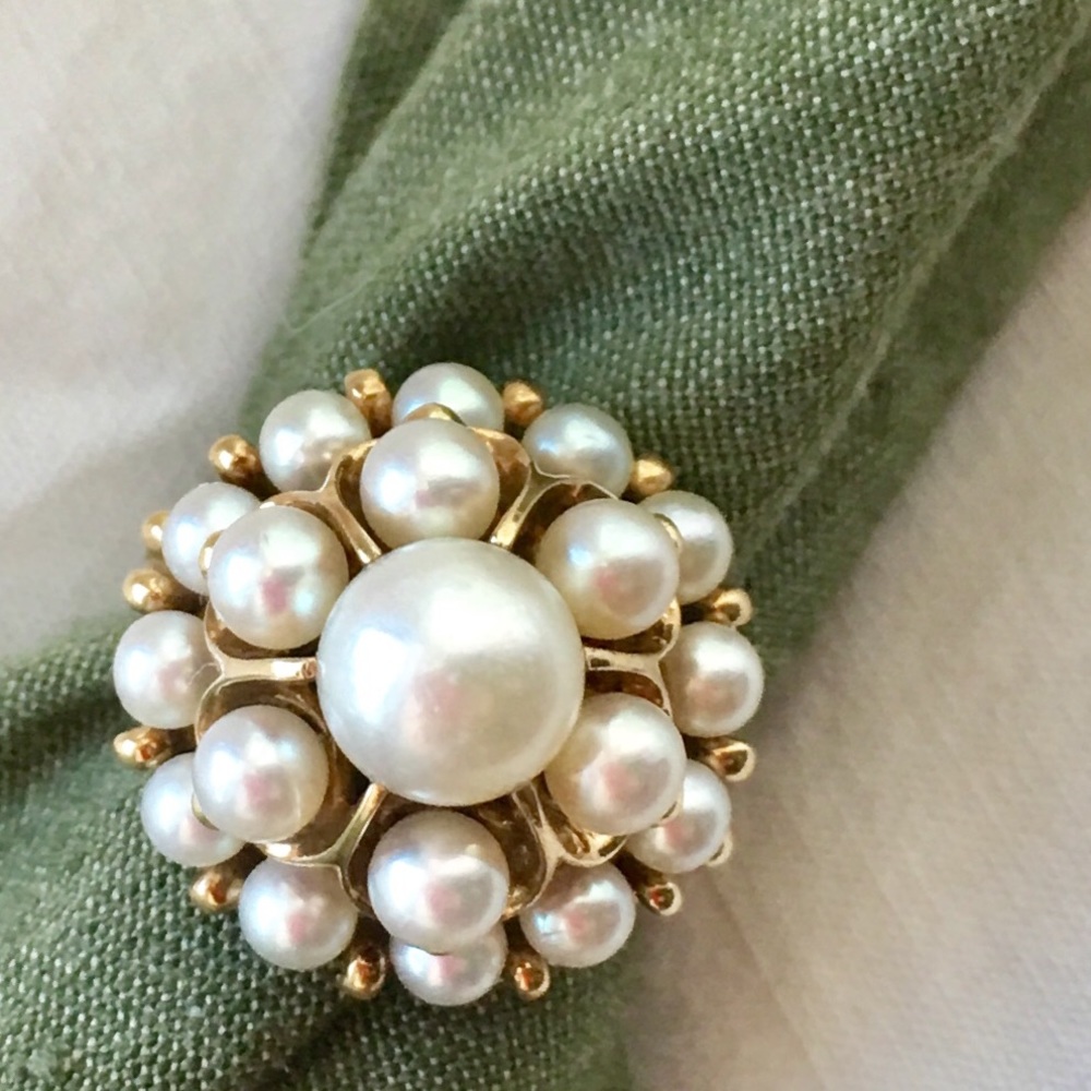 Pearl and 14k vintage ring